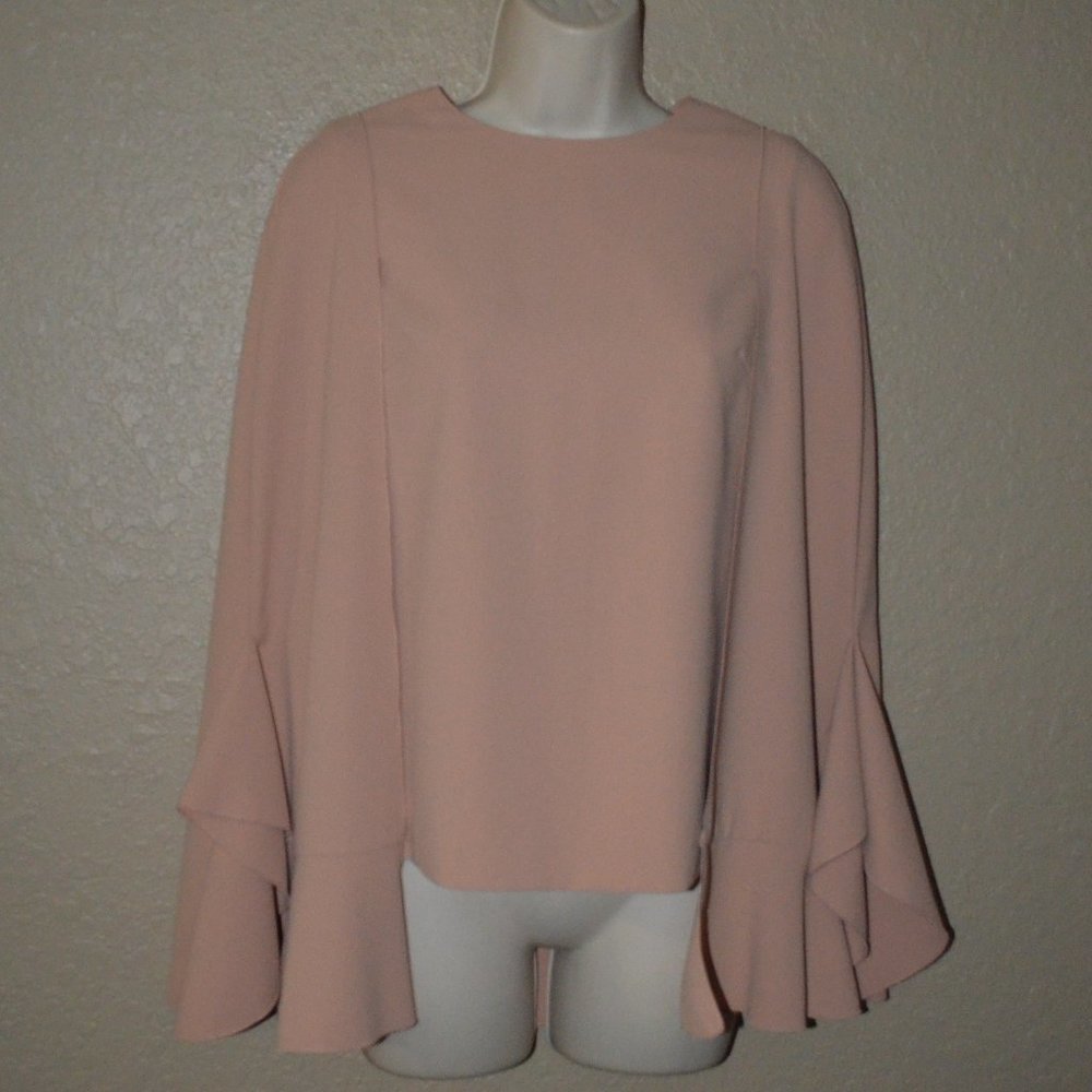 $490 Sz S 4 GOEN.J Peachy Pink Cape Sleeve Top Blouse